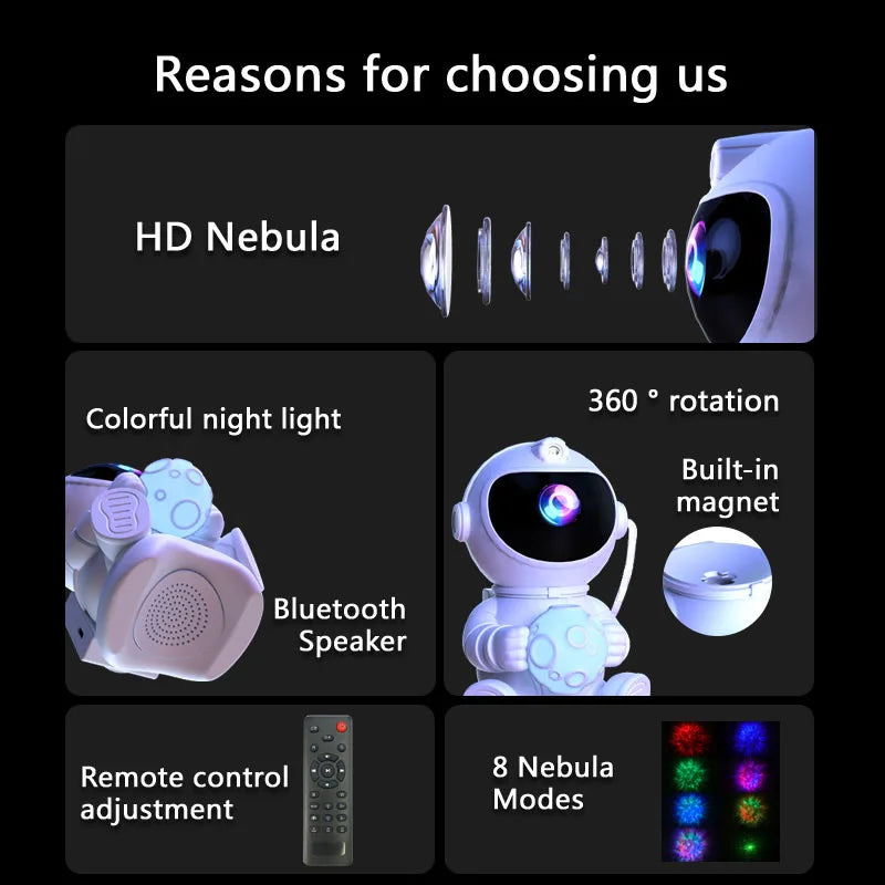 Bluetooth Astronaut LED Night Light Galaxy Star Projector